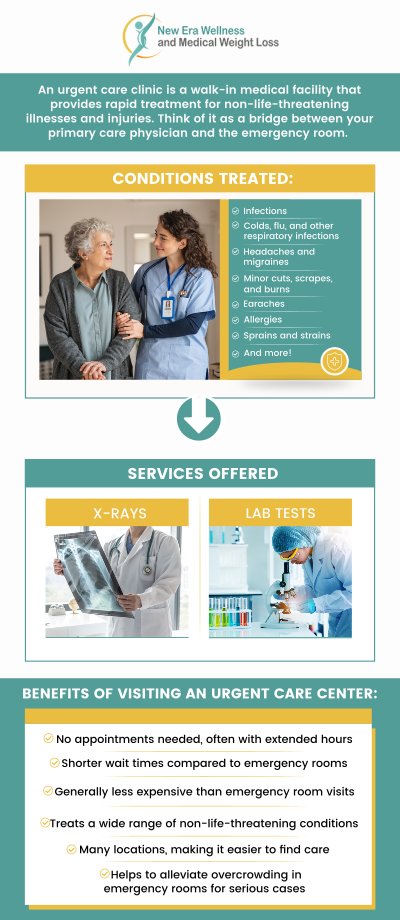 At New Era Wellness and Medical Weight Loss in Celebration, we make it easy to access the care you need through convenient scheduled appointments. Whether you're seeking medical weight loss solutions or urgent care, Dr. Frank Lee, MD, and our experienced team are dedicated to providing you with personalized treatment plans tailored to your goals. Dr. Lee and our specialists work with you to address the root cause of your health concerns. Booking your appointment is quick and easy, with options to walk in for urgent care or schedule in advance for specialized services designed to improve your overall well-being. Contact us today or schedule an appointment online. We are conveniently located at 1420 Celebration Blvd. Suite A 200, Celebration, FL 34747.